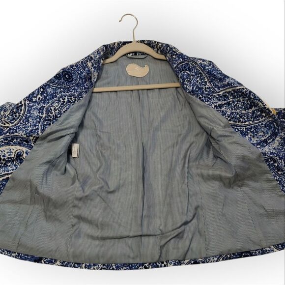 Etro Italy Cotton Blend Blue and White Paisley Blazer Sz 44 M - Picture 6 of 7